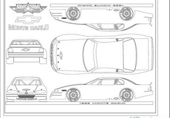 Chevrolet Monte Carlo Stock Car Template (1999) (Шевроле Монте Карло Сток Кар Темплейт (1999)) - чертежи (рисунки) автомобиля